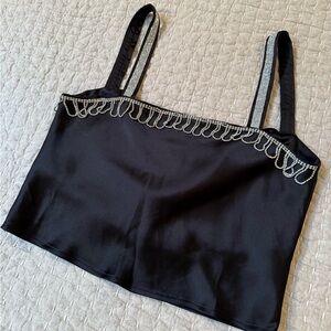 Forever 21 Black Top with Beaded Trim